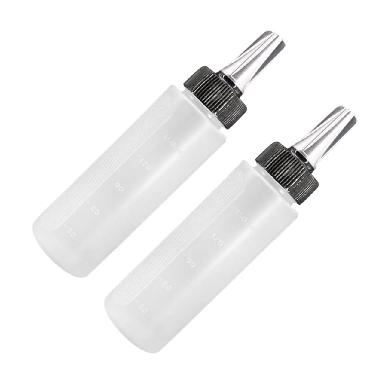 PartyKindom 2PCS Hairdressing Scale Bottle Portable Measuring Rinsing Bottle for Hair Cleaning Leak Design Durable Applicator for Hairdressing and Beauty Treatments Transparent