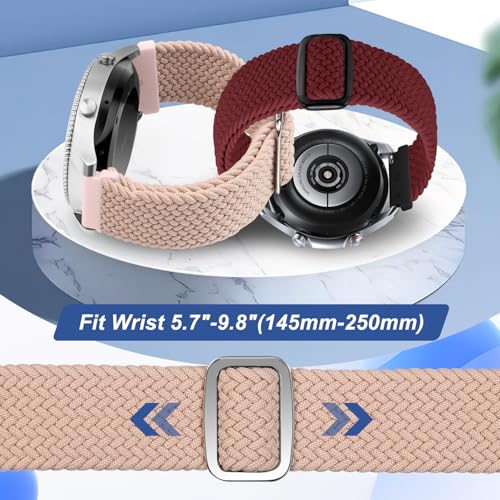 Image of 2 Pack 20mm Quick Release Braided Bands Compatible with Garmin Venu, Forerunner 55 /165 /245 /645, Vivoactive 6 /5 /3, Adjustable Band for Amazfit Active /Bip 3