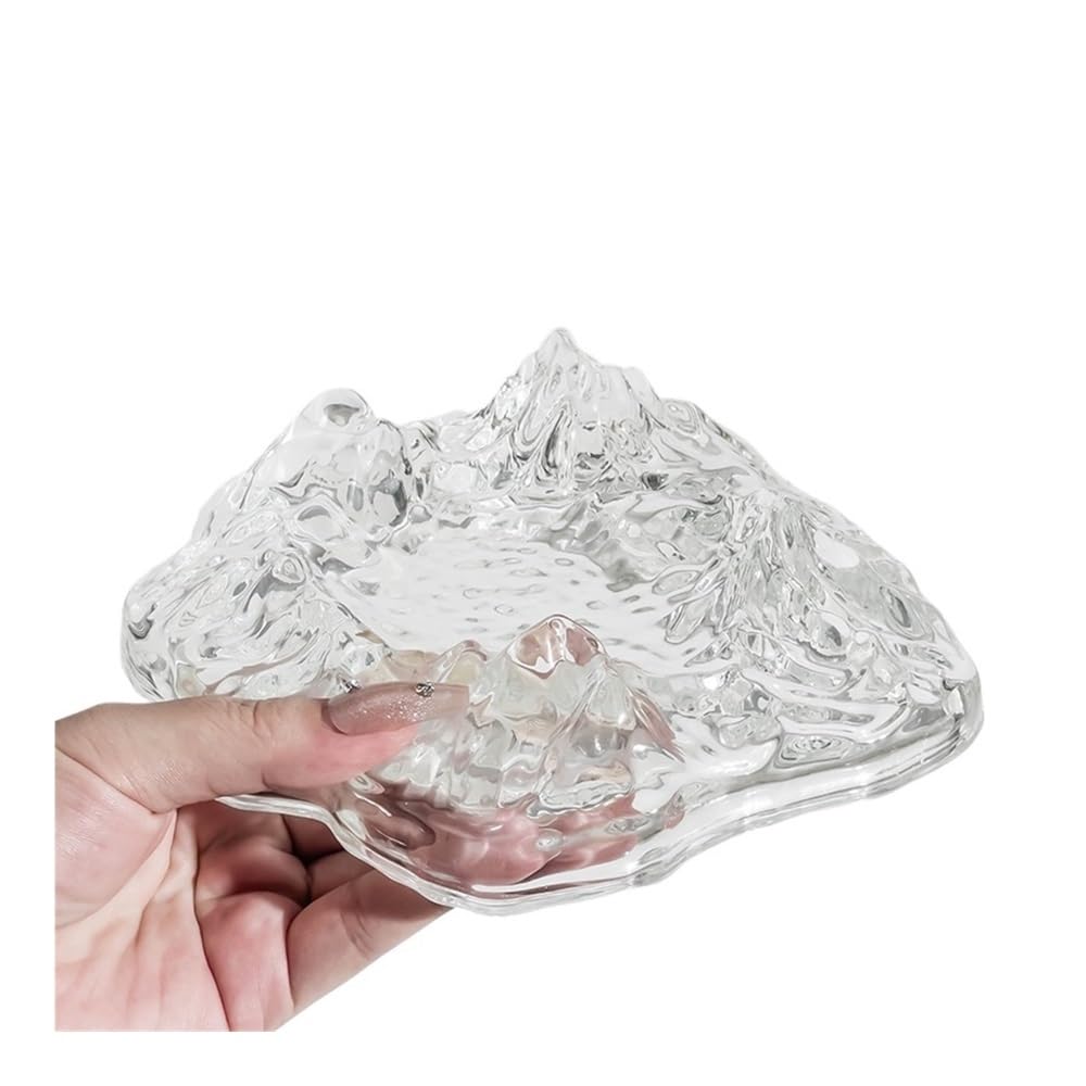 GFHTRELY Ashtray Iceberg Shaped Glass Ashtray, Creative Decor Ornament For Home Living Room Office Smoke Tray(D)