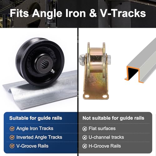 Image of 5 Inch V-Groove Steel Wheel, 7 /8 inch Wide 90 Groove, Fits 1 inch Angle Iron Track, Heavy Duty Industrial Track Wheel with Relief Groove, High Load Capacity(1 Pack)