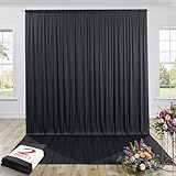 10ftx14ft Black Backdrop Curtains for Parties Wedding,Wrinkle Free Flowy Polyester Fabric Backdrop Drapes,2 Panels 14 ft Height Photo graphy Back Drop Cloth for Anniversary Graduation Stage Events