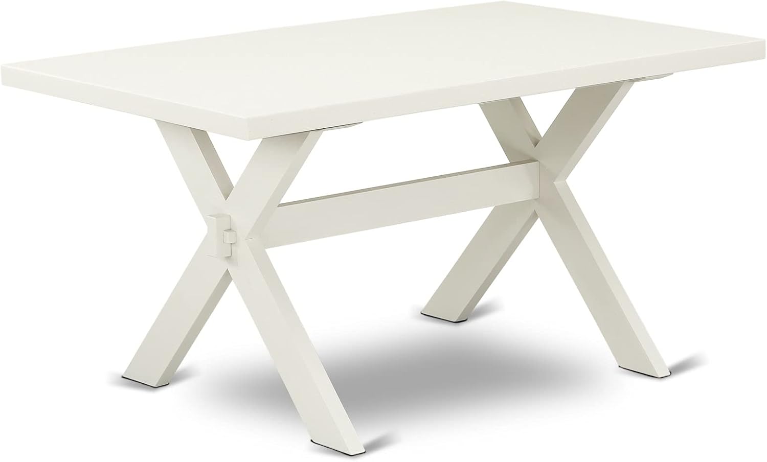 East West Furniture X027FL201-9 9 Piece Dining Room Table Set Includes a Rectangle Dining Table with X-Legs and 8 Cream Linen Fabric Upholstered Parson Chairs, 40x72 Inch, Multi-Color