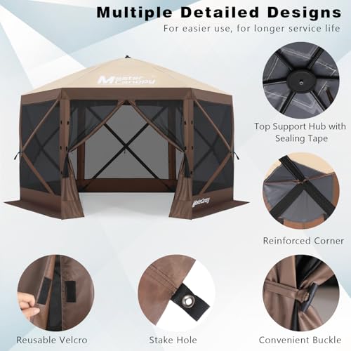 Image of MASTERCANOPY 12x12Pop Up Gazebo Screen Room with Netting Beige&Coffee