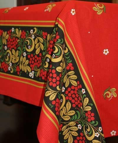Russian Linen 'Khokhloma' Tablecloth (Large)