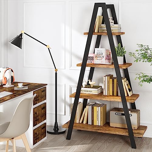 4-Tier Industrial Bookshelf with Metal Frame by Recaceik - For Home Office and Living Room - Image 4