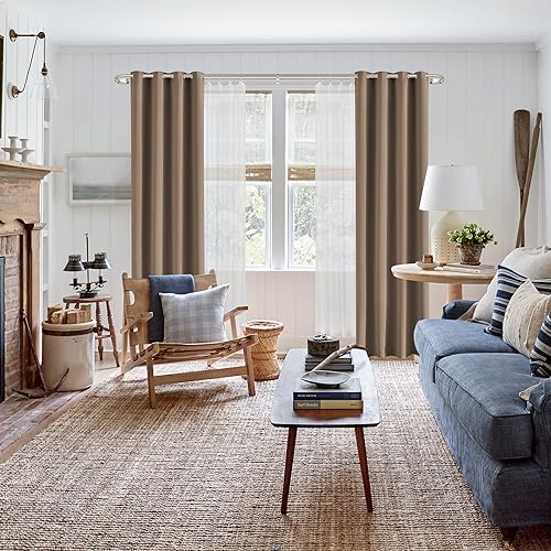 Double Curtain Rod for 28-48 Inches Windows, Blackout Wrap Around Window Curtain Rods，1-inch Heavy Duty Adjustable Room Darkening Rustic Dual Drapery Curtain Rods for Livingroom, Kitchen, Patio by Fumlyate - Image 5