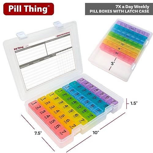 Image of 7 Times a Day Weekly Pill Box Organizer Case, Secure 7X Pillbox with Medication Schedule, Includes Premium Lifetime Subscription to Medisafe App (7 Time-a-Day)