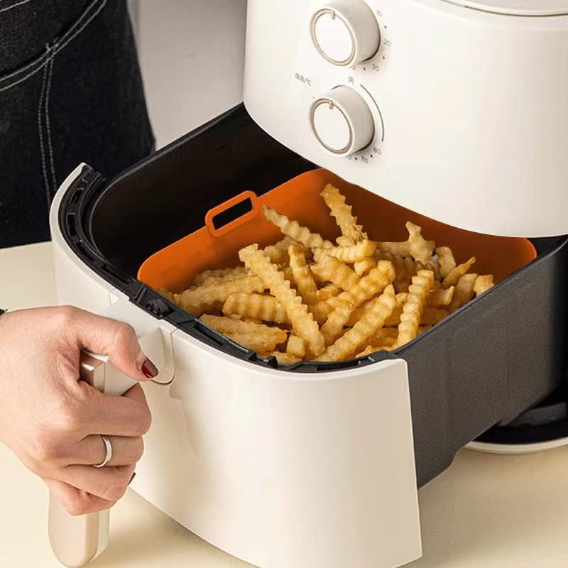 2Pcs Air Fryer Silicone Pot,8.2 inch Square Non-Stick Air Fryer Silicone Liners Compatible, Reusable Air Fryer Silicone Pan with Most Air Fryer Basket