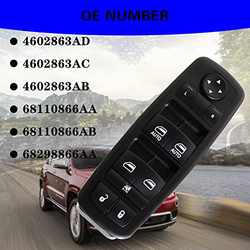 Sherxibo Power Window Switch Compatible With 2009-2015 Dodge Ram 1500 2500 3500 Replaces 4602863Ad 4602863Ac 4602863Ab 68110866Aa 68110866Ab #TOP3