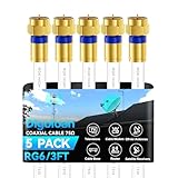 Performance exceptionnelle : le câble coaxial RG6 fournit des signaux TV et réseau clairs avec un blindage supérieur, bloquant les interférences d'autres appareils électroniques, même dans les ménages occupés. Il peut recevoir plus de chaînes et est le meilleur choix pour les téléviseurs HD/4K/8K, Internet par satellite et câble, bien supérieur aux anciens câbles RG59.