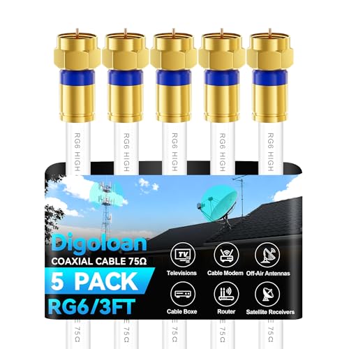 Câble coaxial RG6 pour brancher une antenne numérique ou un décodeur satellite Digoloan