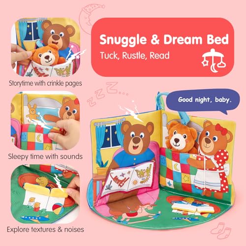 Image of hahaland 3D Book for 0-12 Months Soft Cloth Interactive Activity Baby Book | Sensory Montessori Toys for 1 Year Old Educational Travel Toy Gifts for 6 9 Months Toddler Baby Girls Boys