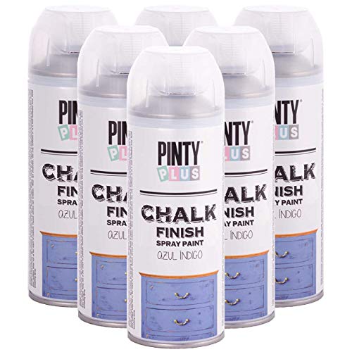 Pintyplus Pintura en aerosol con acabado de tiza ecológica, a base de agua, secado rápido, cobertura superior, 400 ml, caja de 6, azul índigo