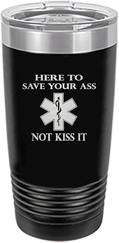 Miniatura 8 de Rogue River Tactical Funny EMT EMS Here to Save - Taza de viaje de 20 onzas con tapa para regalo de broma paramédico (verde)