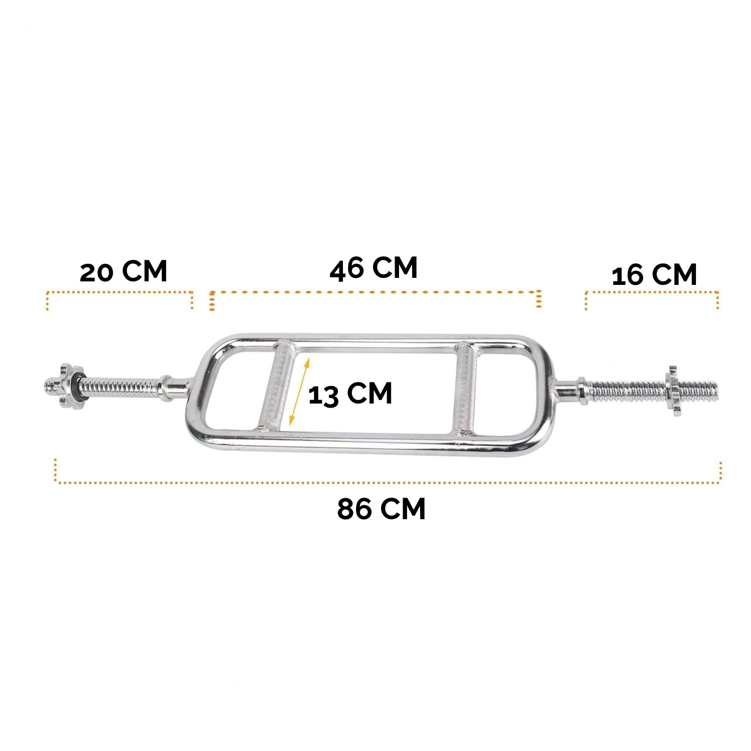 Tringle pour tricyptes 86 cm écarteur court guidon tricp curl bar 25 mm entraîneur tricypti avec fermeture, Gris acier.