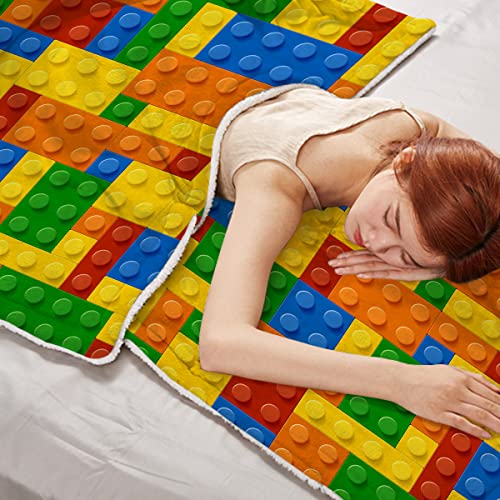 Arightex Electric Blanket Heated Throw - Colorful Brick 50X60 Inch Sherpa Flannel Heated Blanket For Kids Boys- 8 Hour Auto Shut Off For Home Office Use, 3 Heating Levels, Fast Heating & Machine Wash #TOP1