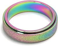 Vista 88 de Titanium Stainless Steel Anxiety Ring for Women Men Fidget Spinner Ring, Size 6-12, Width 6MM, 5-Color: Rose Gold-Rainbow-Silver-Black-Blue