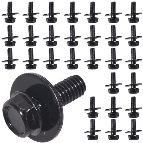 71315-122382A 30x M6 Bolts,1.0 x 17mm Loose Washer Hex Head SEMS Body Bolts, Transmission Pan Bolts,Oil Pan Bolts with 18mm Washer, Replaces OEM 11508930,M6 Screws for Toyota Subaru Dodge&More