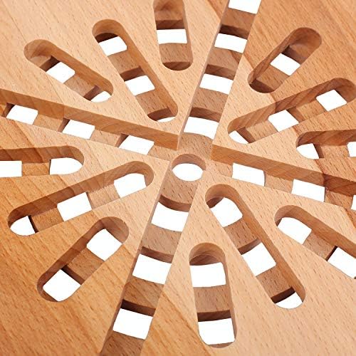 Creative Home Square Wooden Hot Pot Stand Pan Trivet | 19,5 x 19,5 x 1,5 cm | Table, Worktop & Counter Protector | Non Slip Natural Beech Wood | Reversible Heat Resistant Kitchen Coaster & Mat