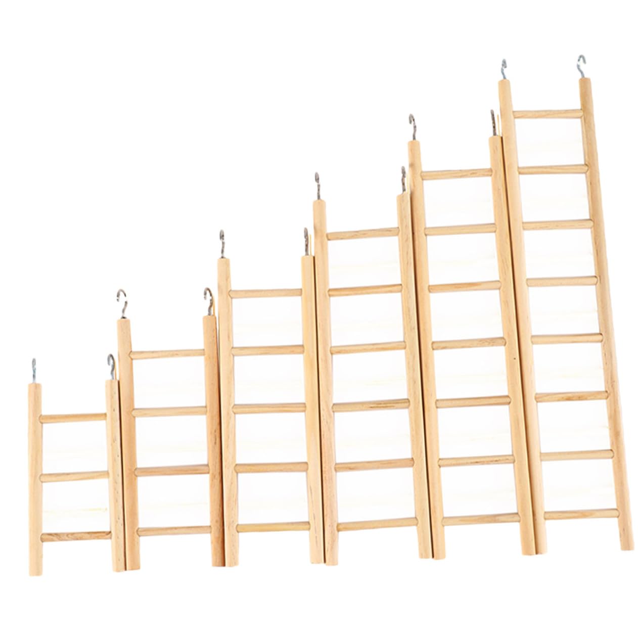 Set 6 Scale in Legno per Pappagalli e Piccoli Calopsite, Giocattolo Arrampicata da Gabbia Appeso, per Arricchire le Attività e Affilare gli Artigli
