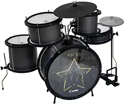 Bateria Infantil Star Kids 05 Pecas Alumisteel E P.S. Pint Eletro Preto Aro Nylon Pele Leitosa - Inf - Luen