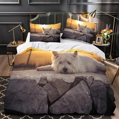 Housse de couette résistante lavable lit single microfibre chien mignon - 2