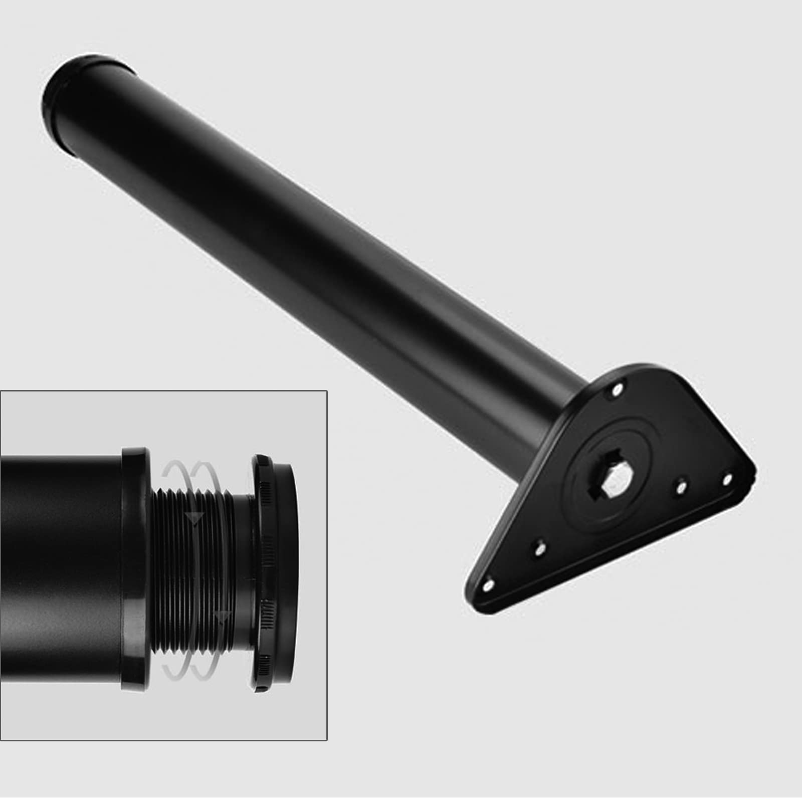 Gambe da tavolo regolabili in metallo nero, 70 cm, piedini per mobili industriali in alluminio per progetti fai da te, casa, ufficio, bar e ristorante, facili da installare con viti incluse