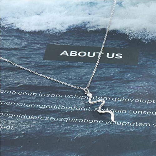 Olbye Snake Pendant Necklace Minimal Silver Serpent Necklace Choker Simple Everyday Necklace Jewelry For Women And Girls (Silver) #TOP2
