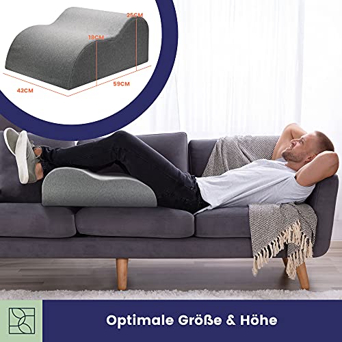 Bequemes Venenkissen für die Beine - Stabiles Beinkissen aus Festem Schaumstoff mit, Weichem Oeko-TEX Bezug - Perfekt als Ergonomisches Keilkissen, Großes Fußkissen und Beinauflage - DYNMC YOU - Grau - Image 7