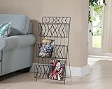 Kings Brand Furniture Black Finish Metal 3 Tier Magazine Rack Stand