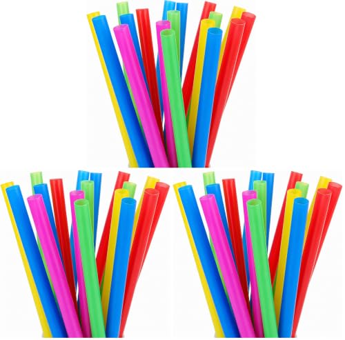 Image of ALINK 100 Extra Large Plastic Bubble Tea Smoothie Straws, 1 /2 inch Wide X 8 1 /2 inch Long Jumbo Boba Straws for Milkshakes, Milk Tea, Slush, Juice, Party (Pack of 3)