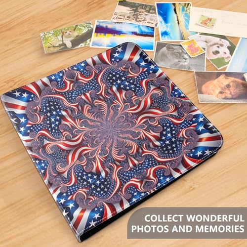 Álbum de fotos adhesivo DIY con funda de cuero PU y diseño de bandera americana, 40 páginas, tamaño 11.8 x 11.2 pulgadas miniatura 5
