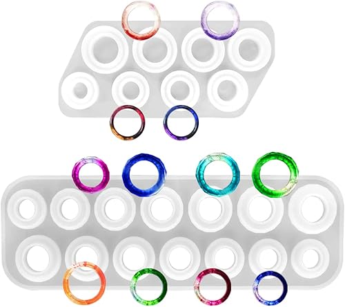 2 moldes de silicona para anillos de resina, moldes de silicona para anillos de Jiale, para hacer anillos, aretes, colgantes y manualidades