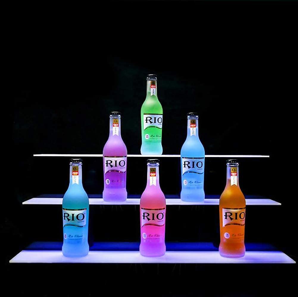 Led Verlichte Drankfles Display, 16 Inch 4-Tier CommerciëLe Home Bar Plank 4 Tier Whisky Plank Staan Acryl Drank Planken Met Rf Afstandsbediening