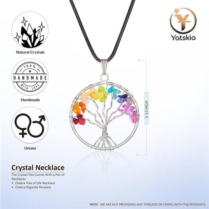 Collier Pendentif Arbre De Vie Des 7 Chakras (pierres Naturelles