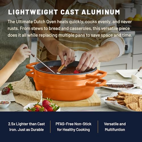 Image of All American 1930 - Dutch Oven - The Complete Set, Saffron Orange - 7.75qt Capacity - Ideal for Family Meals & Versatile Cooking - Non Stick & PFAS Free - Made in the USA