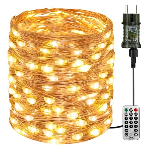 btfarm 10M 100 LED Lichterkette Innen mit Stecker Fernbedienung,...