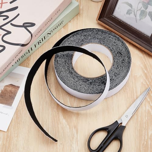 Image of BENECREAT 10.94 Yards Self Adhesive Felt Tape, 0.98 Inch Black Felt Strips with Adhesive Backing for Furniture Protecting Hardwood Floors Chair Wall