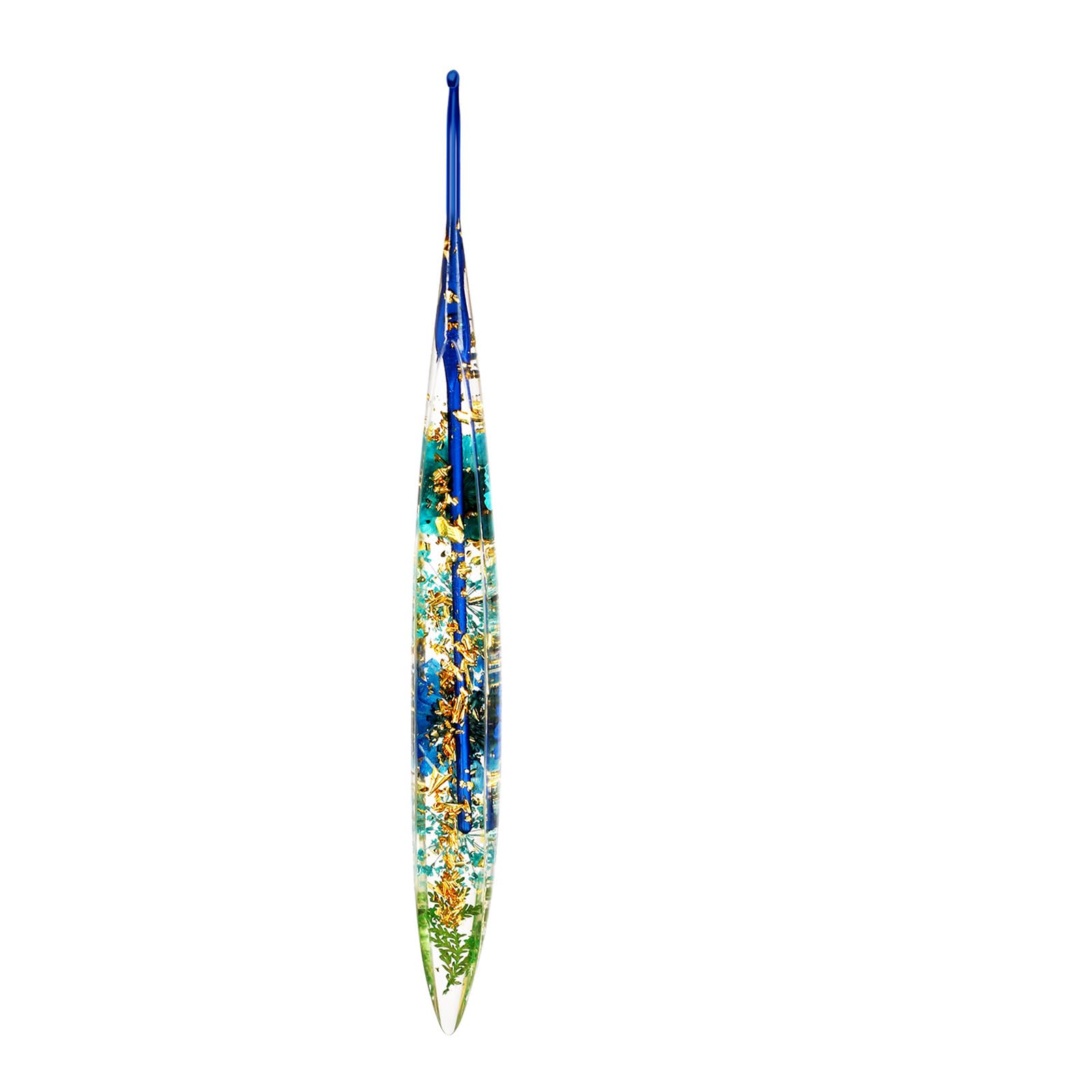Tsophreniq Decorative Resin Floral Crochet Hook Aluminum Alloy Needle Portable for Knitting Projects Crafting Tool Crochet Hook with Floral Resin