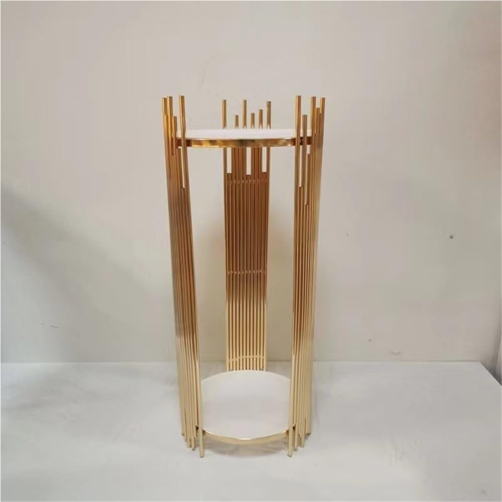 Round Flower Stand, Decorative Ironwork Candlestick, Cylinder Display Pedestal, Wedding Prop Suitable for Hotel, Garden and Balcony(65cm/25.6in)