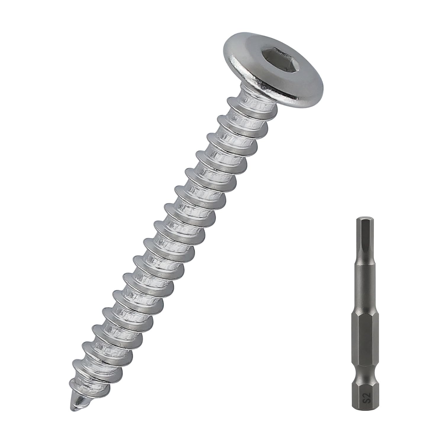 25pcs M6 x 50mm Hex Flat Head Self Tapping Sheet Metal Screws 304 SS