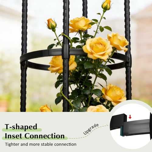 Image of Obelisk Trellis for Climbing Plants Outdoor, 6.2 FT Plant Support for Tomato, Rose, Flowers, Grape, Pea, Cucumber, Rustproof Plastic Coated Metal Plant Tower for Potted Plants - 1PC Garden Trellis