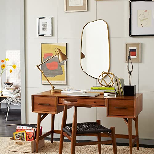 Andy Star Irregular Mirror Asymmetrical Mirror For Wall 24X36” Brushed Gold Bathroom Mirror, Modern Wall Mirror For Living Room Bathroom Vanity Framed Mirror Artistic Mirror 1” Deep Set Design #TOP1