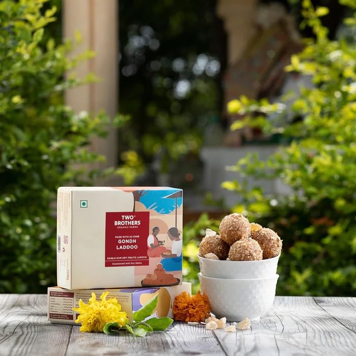 Image of Two Brothers Organic Farms Dink Sweet Laddu /Laddoo with Dryfruits | gond laddu No Sugar Handrolled (250 grams)