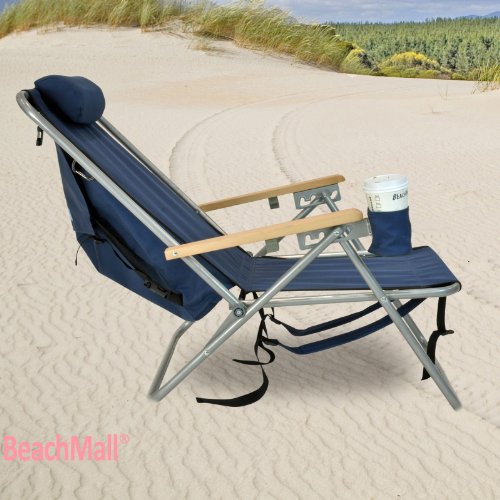 Rio Beach Original 4-Position Steel Backpack Chair with Pillow, Hands-Free Beach Chair Backpack for Adults, Navy by Rio Brands - Image 4