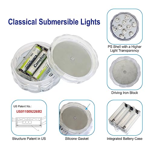 Sunyel Submersible Led Lights, 16 Colors 4 Modes Battery Powered Rgb Underwater Led Floal Lights With 24-Key Remote (4 Packs) #TOP1