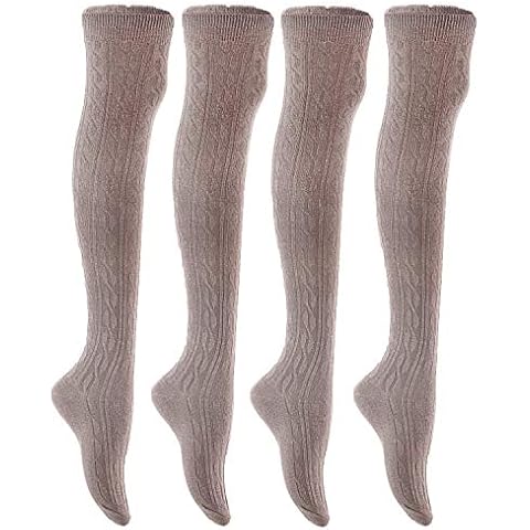 Lian LifeStyle Women's 4 Pairs Adorable, Fashionable and Ultra-Soft Thigh High Natural Cotton Socks LW1024 Size 6-9 (Dark Grey) Cover