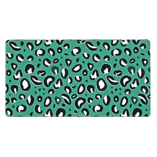 Grand tapis de souris de jeu léopard vert avec bords cousus pour PC