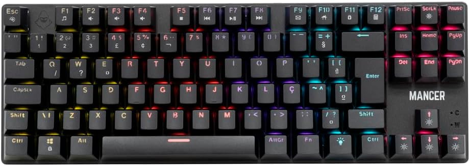 Imagem do produto Teclado Mecanico Gamer Mancer Shade MK2, Rainbow, Switch Huano Vermelho, Preto, MCR-SHM2-RBW01RD em Amazon