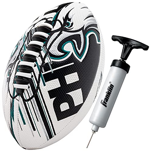 Franklin Sports NFL Philadelphia Eagles Football - Youth Mini Football - 8.5" Junior Size Ball - SPACELACE Easy Grip Texture- Perfect for Kids
